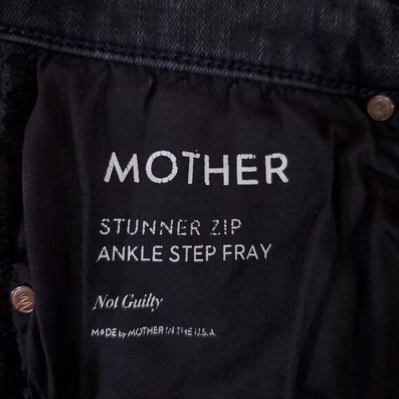 Mother Stunner Zip Ankle Step Fray Not Guilty Womens Size 29 Black Raw Hem Jeans - Picture 11 of 14